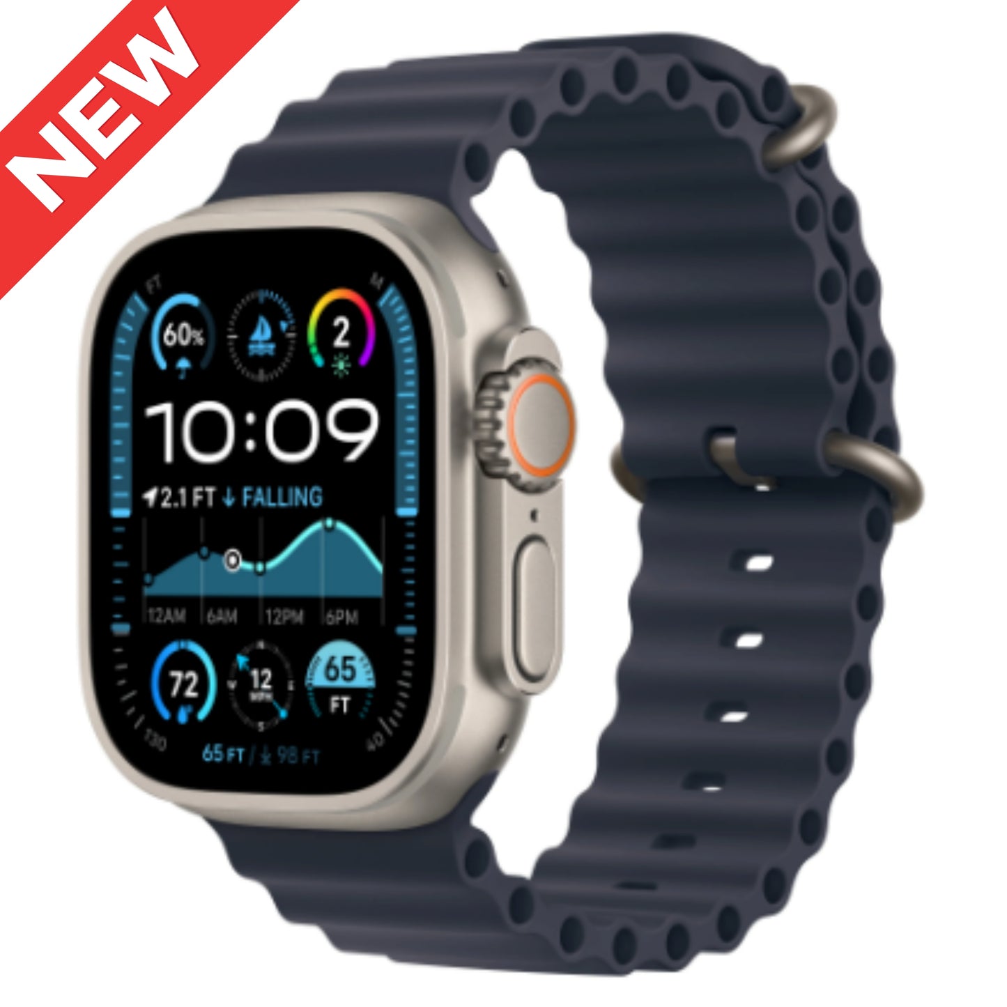 Apple Watch Ultra 2 GPS+Cellular 49MM Natural Titanium / Navy Ocean Band - New